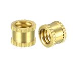 sourcing map knurled Insert Nuts - 10Pcs 1/4"-20 Female Thread Brass Threaded Insert Embedment Nut for 3D Printer