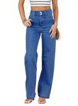 SIDEFEEL Women's Jeans High Waisted Straight Leg Stretchy Jeans Trendy 2026 Tummy Control Welt Pockets Loose Denim Pants, Blue, 14