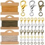 TOAOB 49FT Jewelry Making Chains Kit Oval Cross Link Cable Chains 2mm for Bracelet Necklace Accessories DIY Craft Gold Silver Bronze in Colour with Bulk Lobster Clasps and Jump Rings