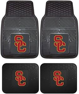 Officially Licensed NCAA Set of Universal Fit Front and Rear Rubber Automotive Floor Mats - USC Trojans