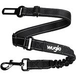 30-95cm Wuglo Dog Seat Belt - Dog Car Harness with Strong Elastic Belt - Durable & Safe Dogs Cars Seat Belts Clip - Universal Dog Seatbelt for Car Travel (Black)