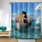 Funny Cat Theme Shower Curtain 72x7