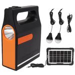 Topiky Solar Generator with Solar Panel, Portable Power Station with 2 X 3W Bulb, Solar Powered Generator with Flashlight, Outdoor Backup Battery Supply for Camping, RV, Emergency