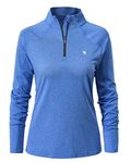 YSENTO Womens 1/4 Zip Running Tops Long Sleeve Sport Gym Top Training Casual Long Sleeve Golf Top(Dark Blue,XL)