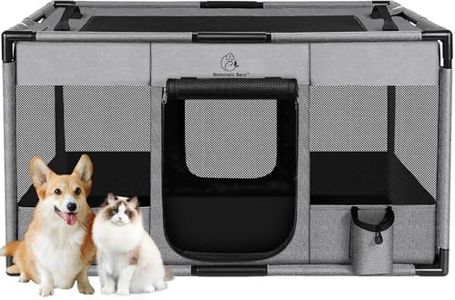 Dog Playpen,Fabric Fence, Portable Soft Cat Kennel Crate,Breathable Exercise Puppy Pen,PVC Pipe Frame,Indoor Outdoor Cage for Medium Animals Under 50 Ibs with Carrying Case(Grey L)