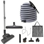 OVO Central Vacuum Deluxe Plus Kit, 35ft ON/Off Low-Voltage Hose, Air Driven Carpet Beater, 12’’ Premium Floor Brush, Cleaning Tools and Easy Storage Accessories