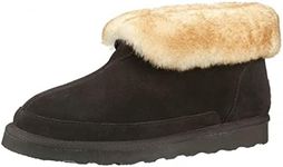 PAMIR Men's Sheepskin Boot Slippers Indoor Outdoor Ankle Booties with Memory Foam Brown Size 9 UK