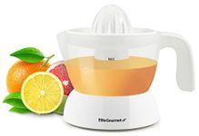 Elite Cuisine ETS-411 Bpa-Free Electric Citrus Juicer Extractor: Compact Large Volume Pulp Control Oranges, Lemons, Limes, Grapefruits with Easy Pour Spout, 16 oz, White