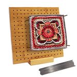 Crochet Blocking Board Handcrafted Knitting Blocking Mat for Knitting Crochet and Granny Squares, Full Kit with 20 Stainless Steel Rod Pins, Gifts for Mothers, Grandmothers, 7.8 x 7.8 inches
