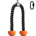 SELEWARE Tricep Rope Cable Machines Attachments for Gym, Universal Tricep Pull Down Rope with Soft Rubber Ends, Heavy Duty Exercise Rope for Triceps Biceps Back Shoulders (Orange, 36")