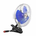 Reelva 8 inch 12V Portable Dashboard Vehicle Auto Car Cooling Oscillating Fan Clip-On