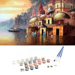 TULIP N TURTLE Varanasi Street DIY Acrylic Paint by Number Kit for Adults Kids Beginner Number Painting kitBPainting by Number Acrylic Oil Painting. Wall Decoration DIY Painting kit for Adults