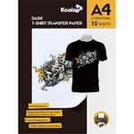 KOALA Premium Inkjet Iron On T Shirt Transfer Paper for Black and Dark Fabrics x 10 Sheets, A4. Vivid, Long-Lasting Images. Easy to Use