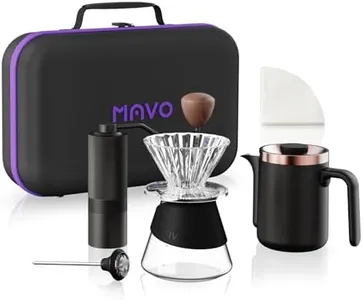 Pour Over Coffee Maker Set, 6 in 1 Coffee Set Carrying Case, Manual Coffee Grinder, Pour Over Kettle, Pour Over Coffee Dripper, Glass Coffee Servers, Paper Coffee Filter for Camping