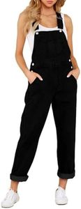Vetinee Women's Warm Onyx Black Adjustable Straps Pockets Boyfriend Denim Bib Overalls Jeans Pants XX-Large Size 20 Size 22