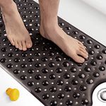 HITSLAM Bath Mat for Tub, Non Slip Bathtub Mat, 101x40cm Extra Long Bath Tub Mat, Machine Washable Bathroom Shower Mat with Suction Cups and Drain Holes, Soft on Feet, Black