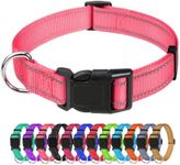 TagME Reflective Nylon Dog Collars, Adjustable Classic Pet Collar with Quick Release Buckle for Extra Large Dogs, Baby Pink, 1¼" Width