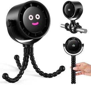 Koonie Portable Stroller Fan, Rechargeable Battery Operated, 5 Speeds with High-Speed Cooling, 17H Runtime, Digital Display, 360° Rotation, Ultra-Quiet, Flexible Tripod for Car Seats, Tents, Cribs