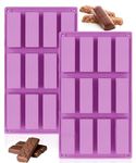 Large Rectangle Granola Bar Silicone Mould,2PCS Chocolate Bar Moulds Cereal Bar Energy Bar Maker Mould for Baking Bread Brownie Cheesecake Butter Soap (12 Cavity)