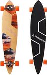 Playshion 42 Inch Pintail Longboard Skateboard Complete | Long Board Cruiser for Beginners| Longboards for Carving, Cruising and Commuting,Sunset