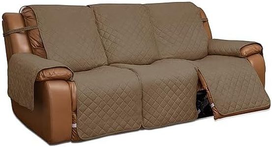 Easy-Going Loveseat Recliner Cover, Reversible Couch Cover for Double Recliner, Split Sofa Cover for Each Seat, Furniture Protector with Elastic Straps for Kids, Dogs, Pets (3 Seater, Camel)