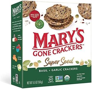 Mary's Gone Crackers Super Seed Crackers, Organic Plant Based Protein, Gluten Free, Basil & Garlic, 5.5 Ounce (Pack of 1)