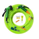 Mashki 1/2 Inch 3-Layered Braided Water Hose Pipe With Water Sprayer, Tap Connector & Clamps For Gardening, Car Washing, Home Use Etc (10 Meter)