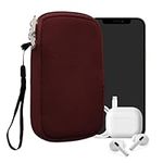 kwmobile Neoprene Phone Pouch Size S - 4.5" - Universal Cell Sleeve Mobile Bag with Zipper, Wrist Strap - Berry