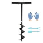 Garden Earth Auger Set, Ø100mm Auger Post Hole Digger with Non-Slip Handle, Fence Post Auger Garden Auger Spiral Drill Rapid Planter with Tool for Planting Trees, Deep Cultivating