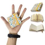 Waveaura Mini Notebook 6x6cm Pocket Handcrafted Book 100gsm, 60 Sheets, Floral Fabric Cover (100gsm Notebook 60 Sheets - Yellow 1 pc)