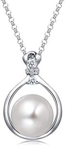 Molah Sterling Silver 10.5-11mm Genuine Cultured Freshwater Pearl Cubic Zirconia Pendant Necklace 16"+2" Extension