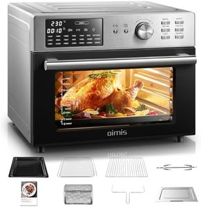 OIMIS Friggitrice ad Aria Calda, Forno multifunzione ad aria capacità domestica 30L timer e temperatura regolabili forno con 7 accessori completi cottura senza olio certificazione CE, Argento