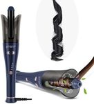 Prizm Professional Automatic Curling Iron, 1" Anti-Scald Rotating Hair Curler, Ionic Spinning Curling Iron 4 Adjustable Temps. & Timing Remind, for Gorgeous Curls, Fast Heating Up, Dual Voltage, Blue