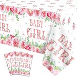 4 Pack Baby Shower Tablecloth Party Decorations for Girl Gender Reveal Party Supplies 86×51 Inch Rectangular Sweet Pink Baby Girl Table Cloth for Kids Baby Girls Shower Birthday Party Decorations