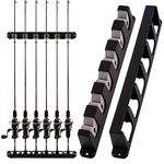 Dr.Fish 1 Pair Wall Mounted Fishing Rod Pole Holder Rod Stand Fishing Rod Wall Vertical Fishing Rod Holder for Storing 6 Rods Complete with Accessories in Box