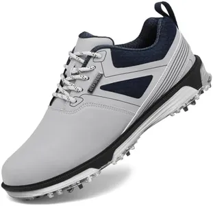 ULTIANT Men's Golf Shoes Fixed Nailless Sole Waterproof Lightweight No-Slip Walking Shoes Size7.5-13(Grey,46)