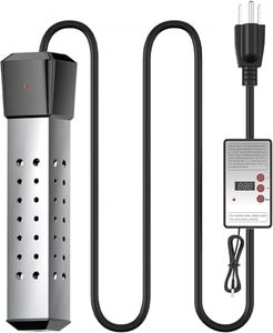 2000W Pool Heater for Inflatable Above Ground Swimming Pool, Immersion Water Heater for Bathtub with Thermostat, Submersible Electric Water Heater, Portable Bucket Heater with 304 Guard (Black)