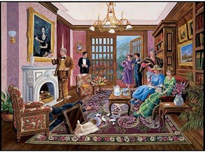 Bits and Pieces - 1000 Piece Murder Mystery Puzzle - Murder at Bedfor Manor by Artist Gene Dieckhoner - Solve The Mystery - 1000 pc Jigsaw