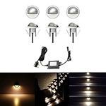 CHNXU Led Deck Lights Eyelid Step Lights Recessed Outdoor Waterproof IP65 Low Voltage 12v 35mm Warm White Kit Pack of 6