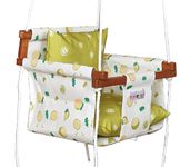 NEW COMERS® Cotton Swing for Kids, Jhula for Baby, Baby Swing Hanging Indoor Outdoor, Baby Garden Swing with Safety Belt & 2 Pillows (6 Months to 4 Years) (Up to 20 kg)-Yellow (TC 150/300) 908