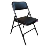 Streetup India® Foldable Iron Chair with Leather Cushion Seat for Home & Kitchen/Sturdy/Balcony/Restaurant Chair Black