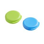 Ezy Dose Daily Round, Portable On-The-Go, Pill Box, Organizer and Vitamin Containers, Snap Shut Lids, Perfect for Traveling, Blue and Green, 2 Pack