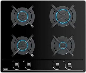 Teka GBC 64000 KBN - Placa Gas Natural de 60 cm, 4 Fuegos Mandos Frontales Ergonómicos, Superficie de Vidrio Templado Redondeado, Color Cristal Negro