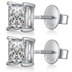 Square Stud Earrings Screw Back Fake Diamond Stud Earrings for Men Cubic Zirconia Princess Cut Stud Earrings for Women Diamond Stud Earrings Sterling Silver Earrings Men Stud Earrings CZ Earrings 7MM