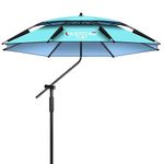 SKINCATE Outdoor Fishing Umbrella Tilt Pole, 7/6.5/8.5ft Fishing Parasol With Sand Anchor, Large Sun Umbrella Waterproof Windproof, Double Layer Beach Umbrella For Anglers (Color : Cyan, Size : 260c