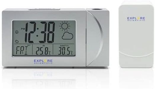 Projection Clock Projection Clock with Weather Forecast Display, (RPW3008 Silver)
