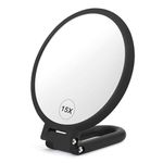 Stianiiie 1X 15X Handheld Mirror with Handle for Travel， Magnifying Mirror, Rotation Adjustable Handle, Double Sided Folding, Mirror for Women for Eyes Makeup Travel Table Desk Shaving