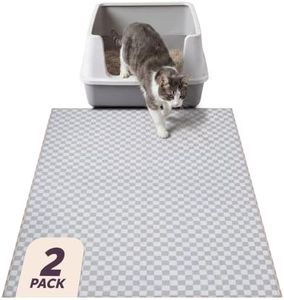 Lovewag Pets Cat Litter Box Mats 2 Pack - Large 36x48 Inch Machine Washable, Easy Clean,Non-Slip,Waterproof Mats for Indoor Cats-Kitty Litter Mess Control & Pet Urine Floor Protection (Taupe Checkers)