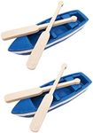 NUOBESTY 2 Sets Miniature Dollhouse Boat with Oars Resin Canoe Model Figurines Dollhouse Mini Ship Toy Nautical Ocean Beach Scene Ornament