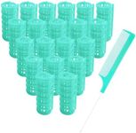 MOODKEY 20PCS Plastic Hair Rollers Set 2.5cm/1in Heatless Rollers Hair Curlers Snap on Rollers Self Grip Rollers Hairdressing Curlers Tools for DIY Hairdressing Hair Salon (Green)